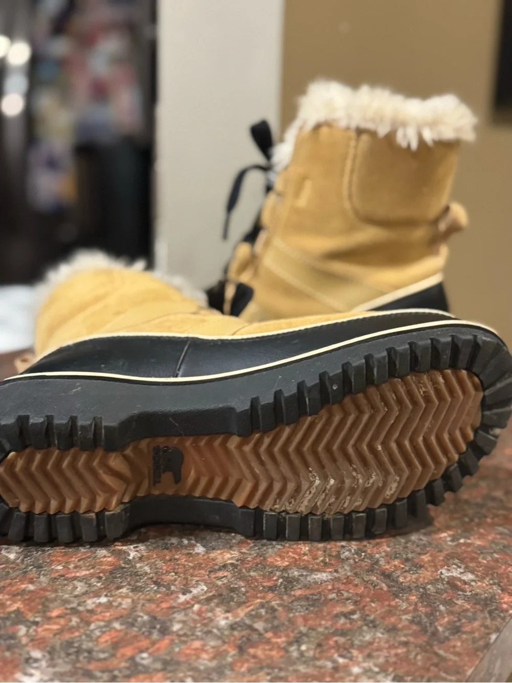Sorel Children’s Tan and Black Faux-Fur Winter Boots